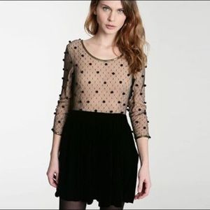 TBA Effie Velvet Skirt Pom Pom Dress